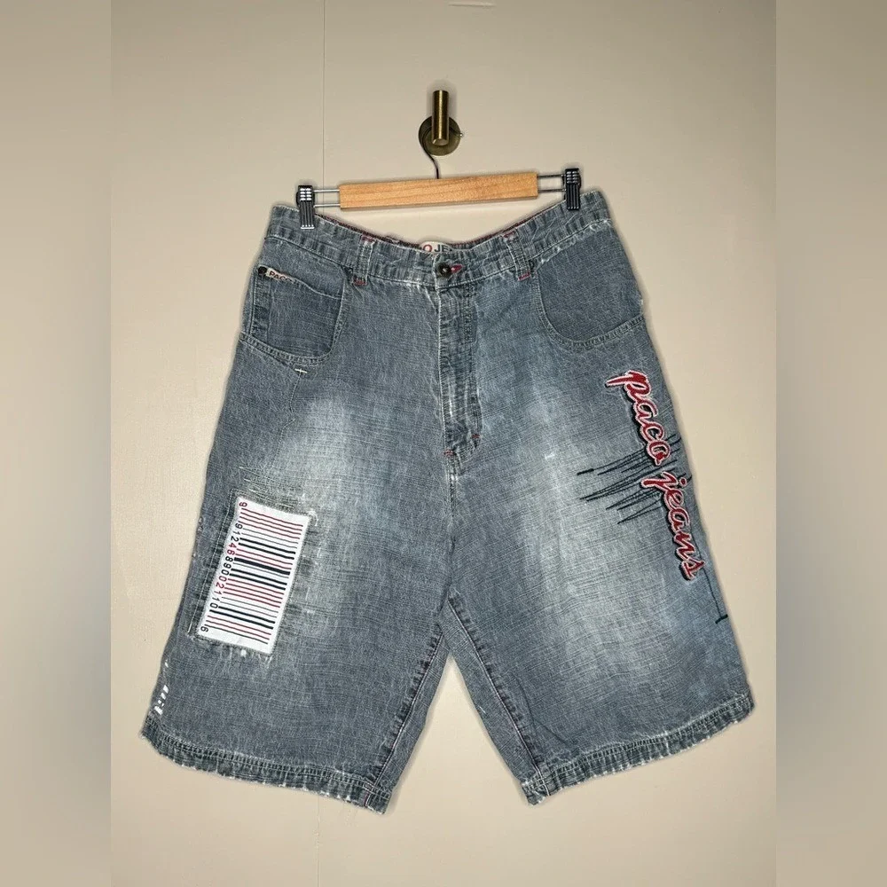 Vintage Paco Jeans Y2K Baggy Denim Jorts Embroidered Streetwear 32 Waist